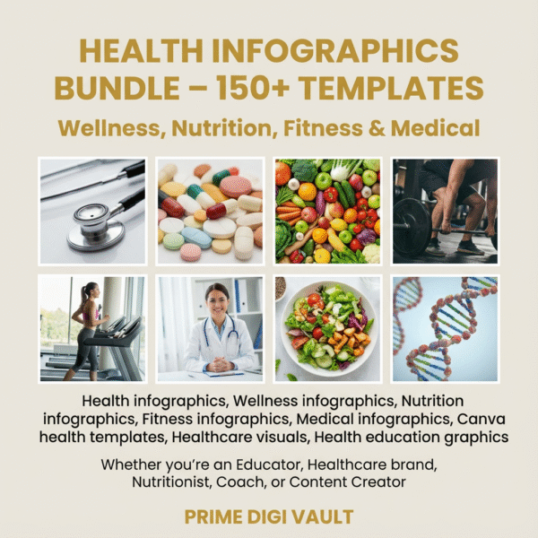 Health Infographics Bundle – 150+ Templates Wellness, Nutrition, Fitness & Medical